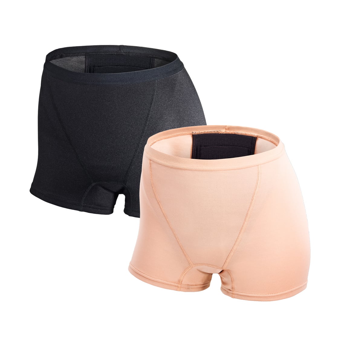 Three of the ultra-absorbent sanitary shorts by Bé-A, including